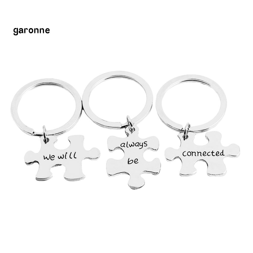 Set 3 móc khóa khắc chữ &quot;We Will Always Be Connected&quot; dạng mảnh ghép độc đáo