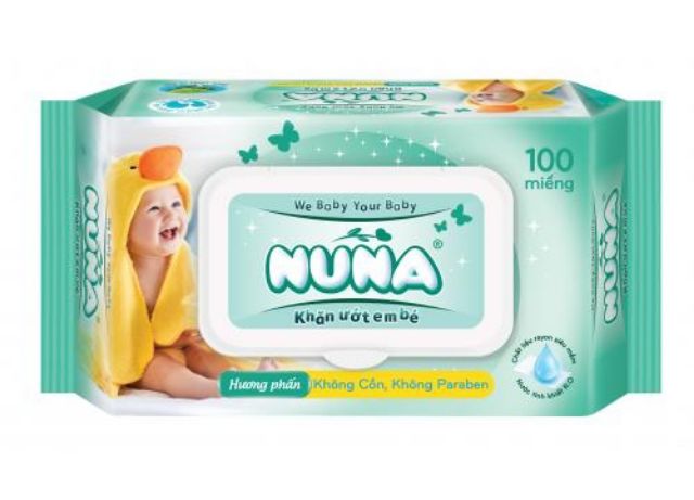 Mua 24 gói khăn ướt em bé Nuna 100 miếng tặng 3 bao khăn giấy đa năng (10*21)