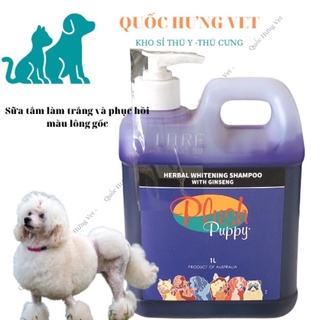 Dầu tắm trắng, tẩy ố giữ màu tinh chất sâm Plush Puppy 1000ml - Herbal Whitening Shampoo with Ginseng 5.0 Quốc Hưng Vet