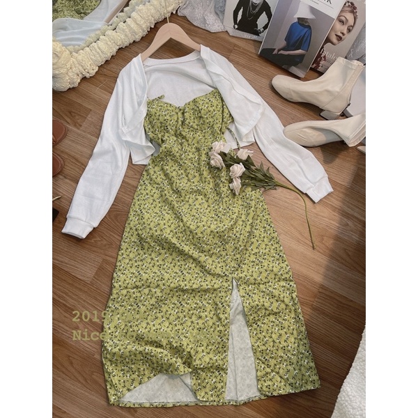 Set váy xanh áo khoác (Set Gemi)