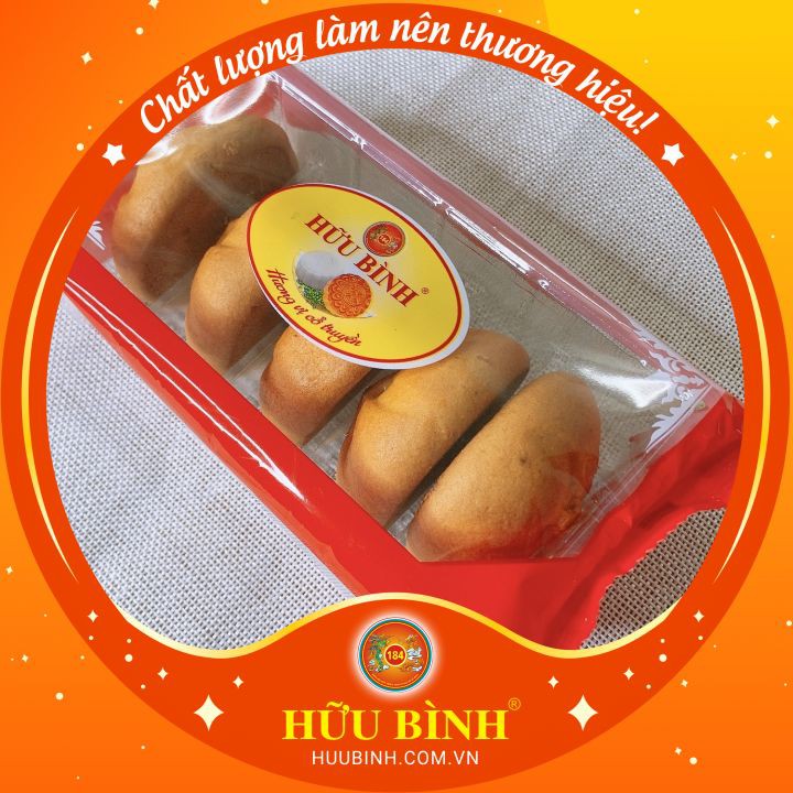 Bánh Nướng Nhân Sữa Dừa - 01 gói 05 chiếc 165g Hữu Bình, Bánh Trung Thu Mini