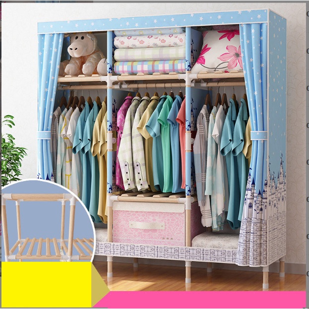 (Bao giá Shopee) Tủ Quần Áo Vải Kệ Tủ Vải Đựng Quần Áo Khung Gỗ Bọc Vải Oxford Nội Thất Cao Cấp