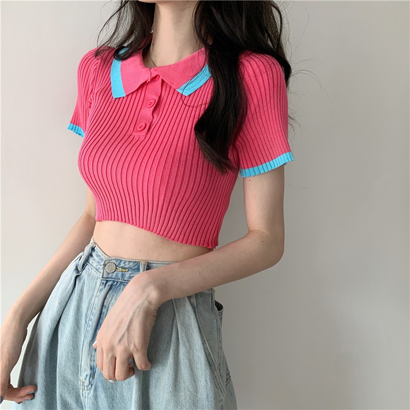 Áo dệt kim nữ len mỏng ngắn Tay Kiểu Ôm Hàn Quốc Croptop Sang Chảnh Xịn Đẹp Dễ Mix Đồ