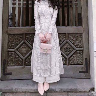 Áo Dài Voan Tơ Đính Hoa