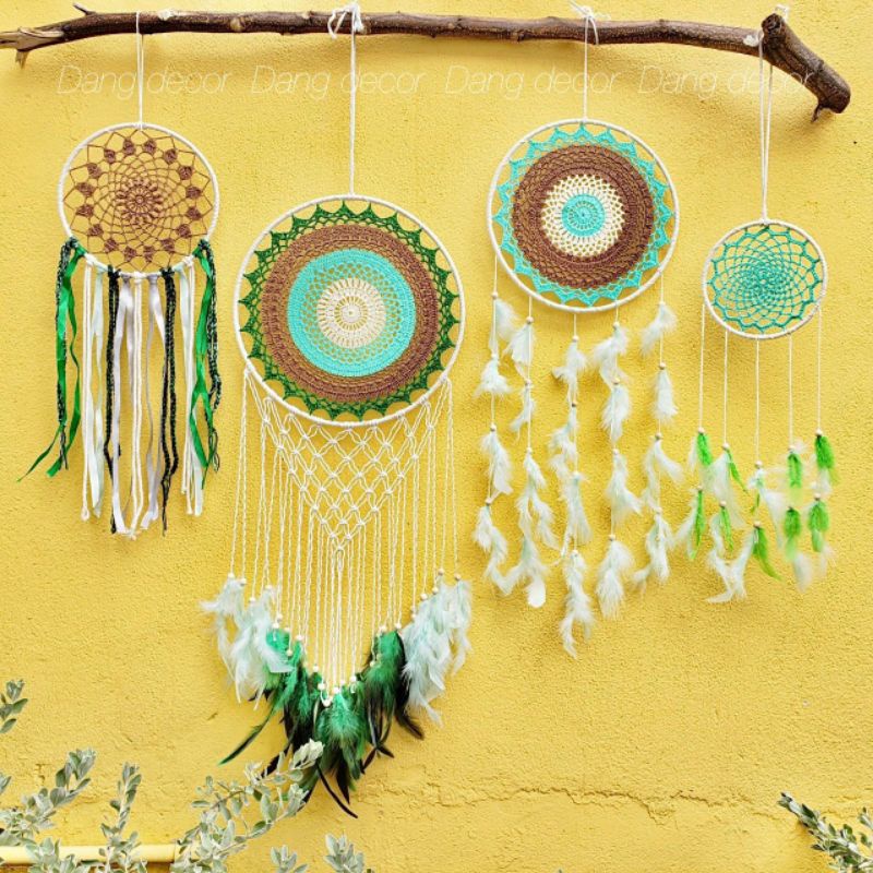 [FOLLOW US GIẢM 30K] Bộ dreamcatcher 4 vòng nhiều màu size trung trang trí nhà cửa phong cách Vintage