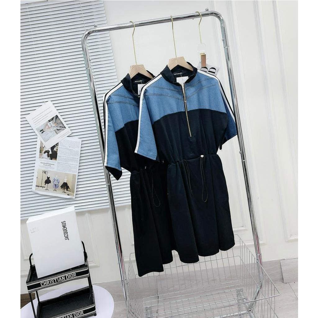 Váy cotton phối bò rút eo về cực đẹp DN66