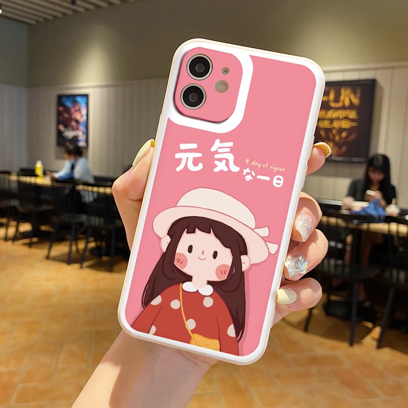 Ốp iphone - Ốp lưng iphone cạnh vuông viền camera Cô bé nhật bản dành cho ip 6 đến 14promax - ng015