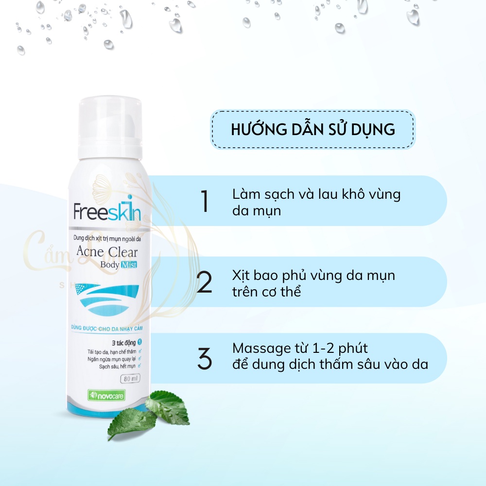 Xịt mụn lưng giảm mờ thâm mụn freeskin 80ml dung dịch xịt giảm mụn lưng ngực mông chân cánh tay – shop bách hóa cẩm long