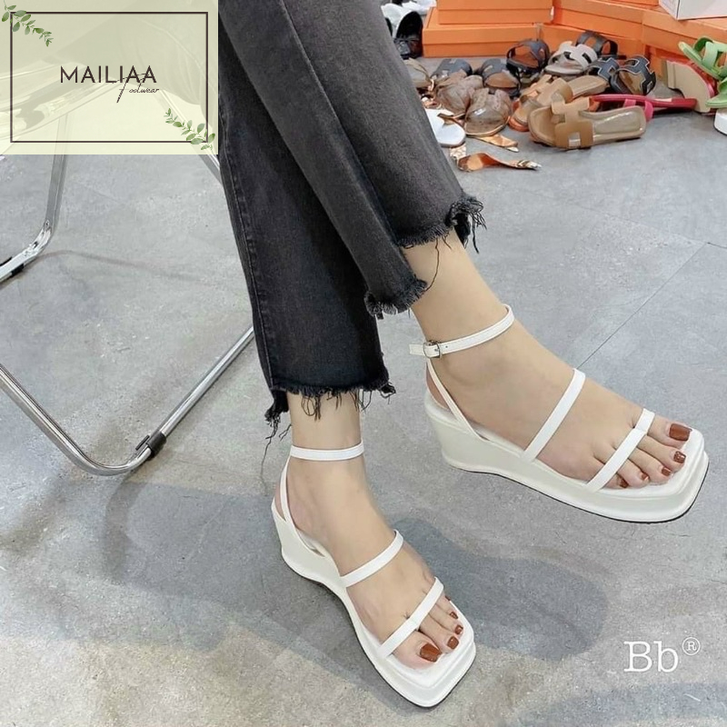 Sandal nữ đế xuồng 7 phân, sandal xuồng nữ, sandal cô dâu MAILIAA 2 quai xỏ ngón siêu nhẹ đi biển đi chơi đi tiệc cưới