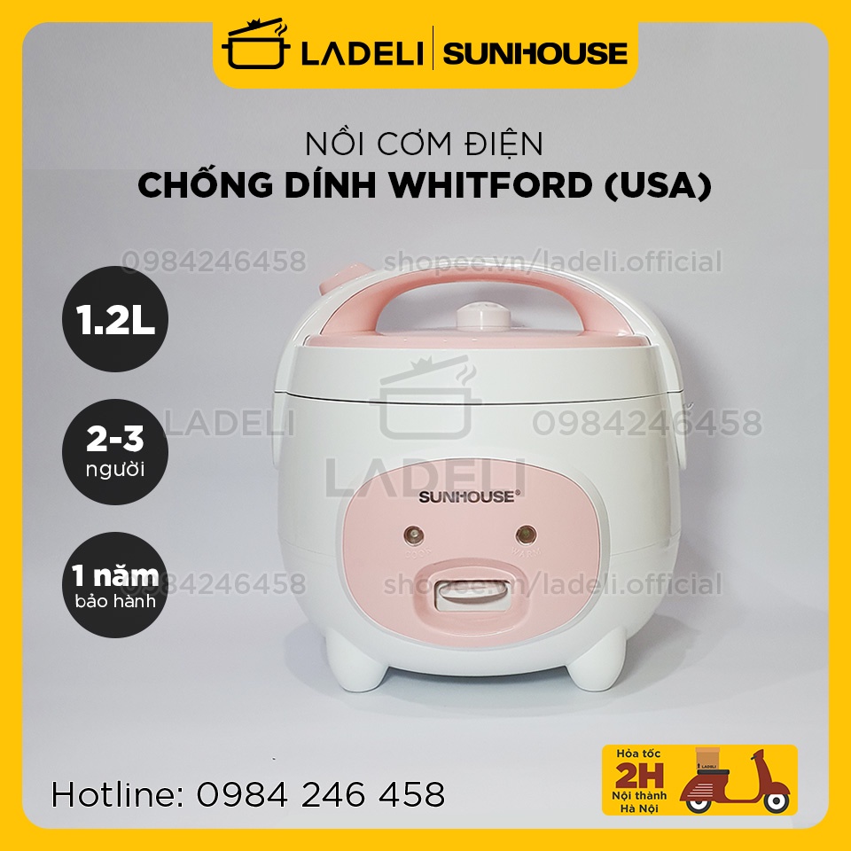 [Mã ELHADEV giảm 4% đơn 300K] Nồi cơm điện 1.2L SUNHOUSE SHD8217W thân nhựa PP siêu bền