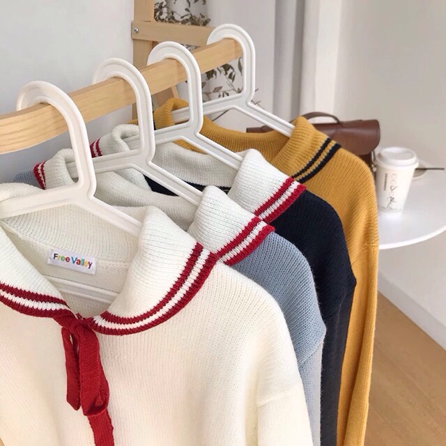 ORDER Áo len cổ sen buộc nơ 4 màu