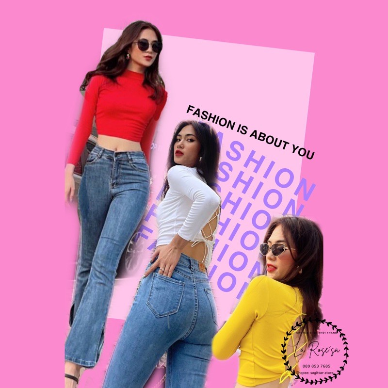 [ảnh thật kèm video Áo Croptop Tay Dài Cổ Lọ Hở Lưng Đan Dây ✨