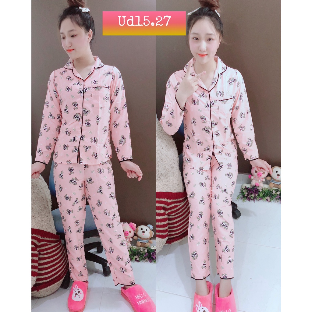 Bộ kate thái in hình free size,  tay dài, vải không bung tróc bay lem bay màu