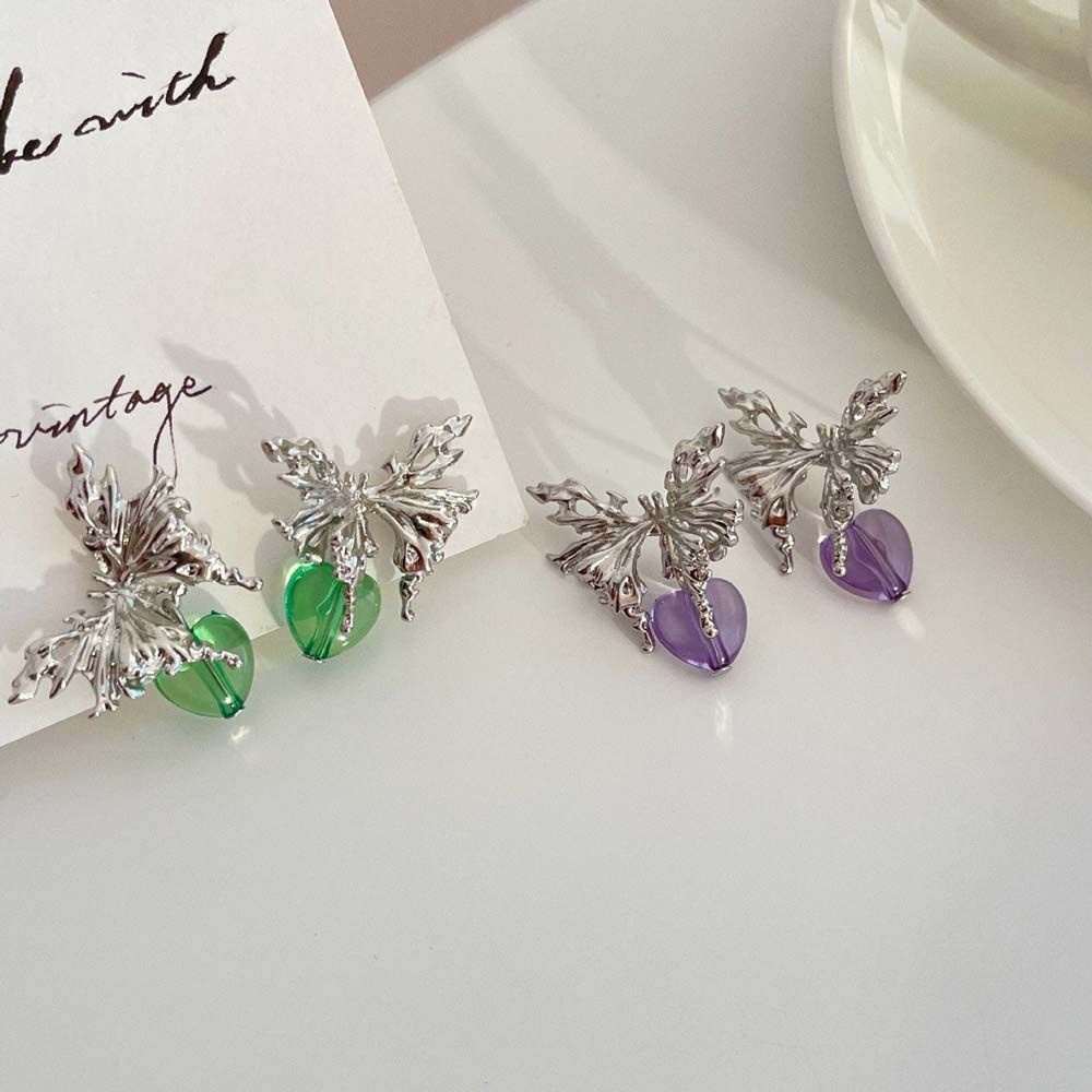 Bông tai hình bướm màu hồng phong cách Hàn Quốc thời trang cho nữ