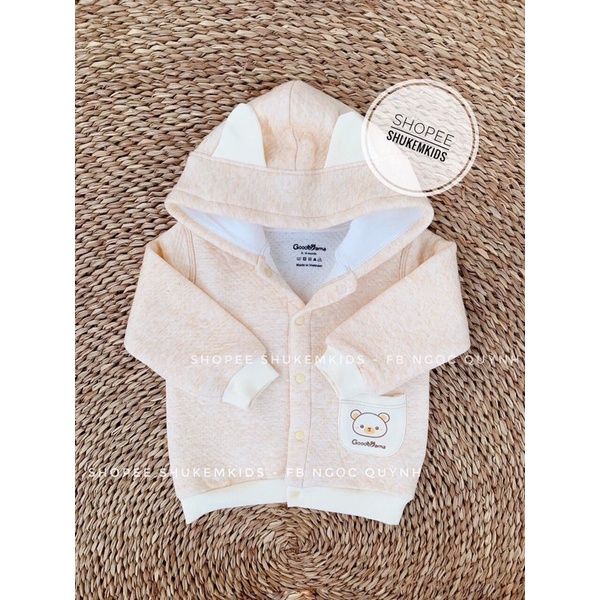 Khoác trần bông có tai thỏ, có túi hãng Goodmama- áo khoác trần bông