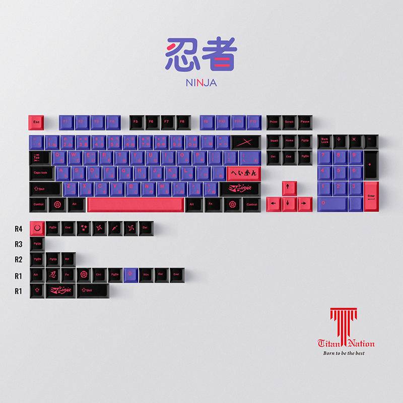 Gói phím GMK Ninja, 129 phím Keycaps Cherry Profile DYE-SUB Cá nhân hóa GMK Keycaps cho Bàn phím cơ / Bàn phím cơ trò chơi Ninja