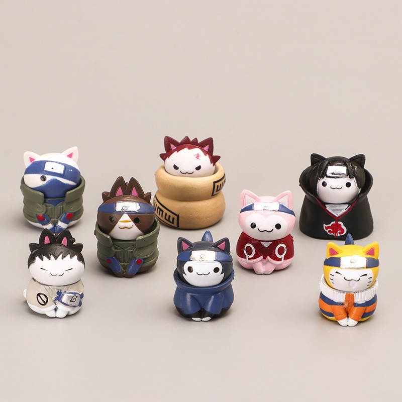 Mô hình mèo mô phỏng nhân vật naruto, mô hình naruto decor bàn làm việc