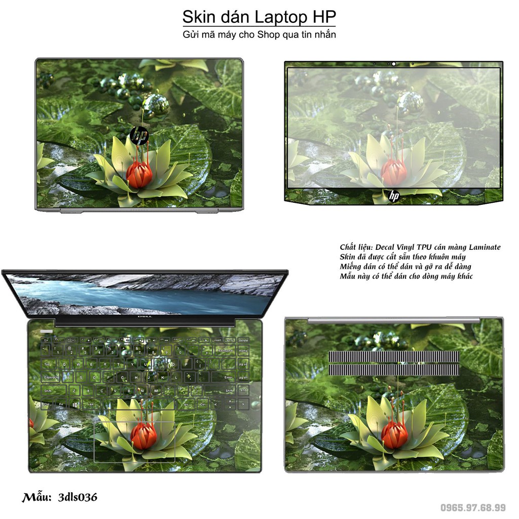 Skin dán Laptop HP in hình 3D Green (inbox mã máy cho Shop)