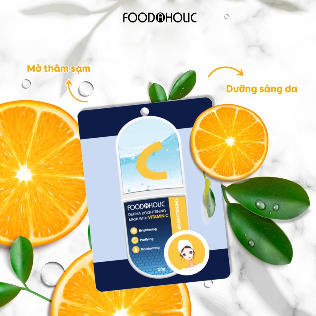 Mặt Nạ Foodaholic Vitamin C Derma Brightening Mask Dưỡng Ẩm, Sáng Da 23g