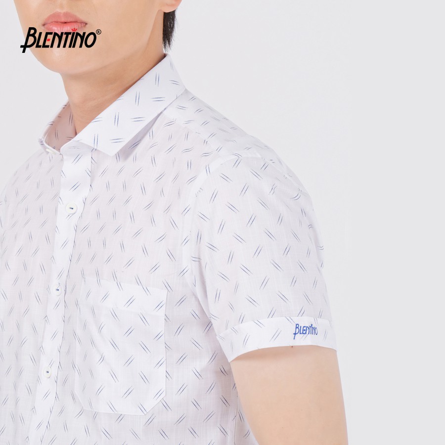 Áo Sơ Mi Nam Tay Ngắn. Chất cotton In Họa Tiết Nổi Bật , Trẻ Trung. Công Sở Lịch Lãm Blentino BSL05 -TN