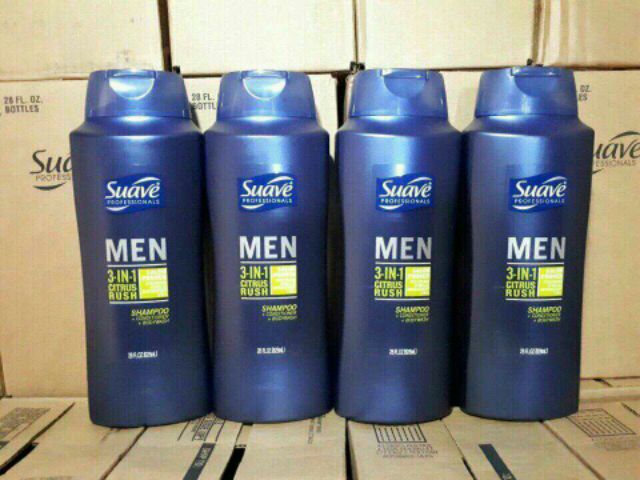 DẦU GỘI 3IN1 GỘI XẢ TẮM SUAVE MEN 828ML CỦA MỸ
