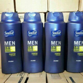 DẦU GỘI 3IN1 GỘI XẢ TẮM SUAVE MEN 828ML CỦA MỸ