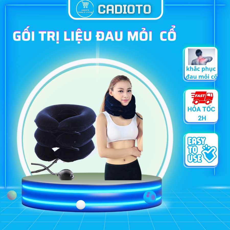 Gối Massage Cổ Hỗ Trợ Điều Trị Đau Mỏi Cổ, Gáy Đai Mátxa Cổ Hơi Kéo Giãn Cổ Thiết Bị Nâng Cổ Hơi - HHT 03.1