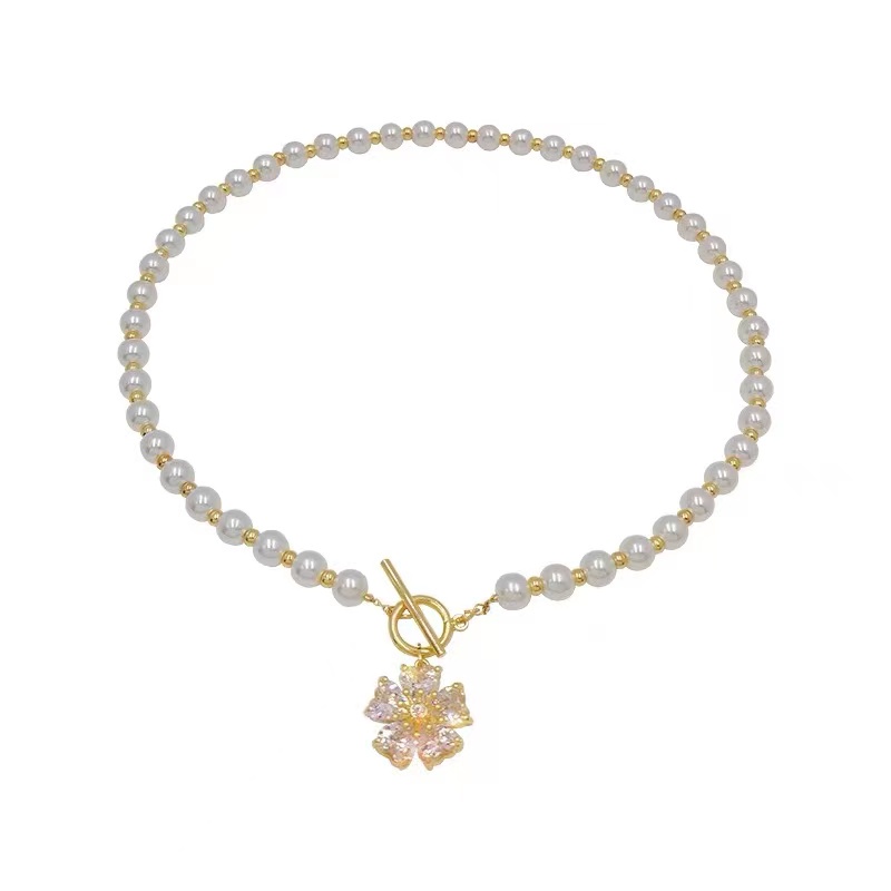 Vòng cổ Hình Hoa Đính Pha Lê Và Ngọc Trai Phong Cách Sang Trọng Thời Trang Mùa Thu 2022 Dành Cho Nữ