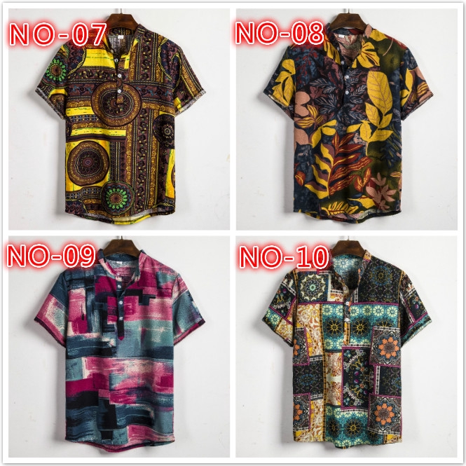 Spring and Summer New Men's Fashion Printed Large Short Sleeve Shirt for Men 01
