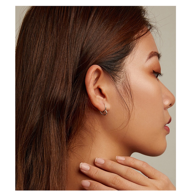 Đôi bông tai Bamoer SCE1333 bằng bạc S925 hình trái tim đơn giản thời trang