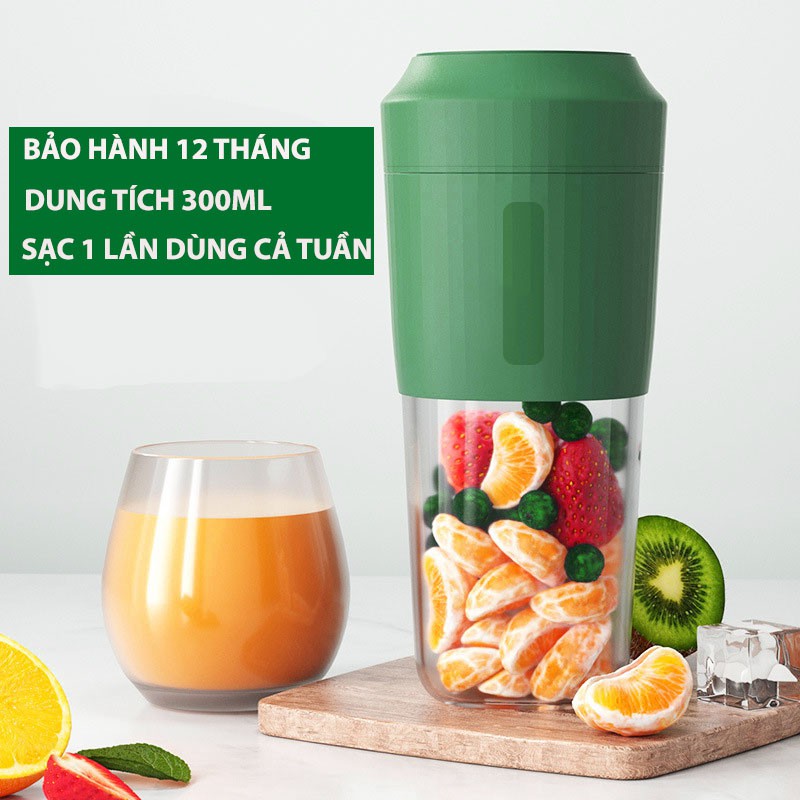 Máy xay sinh tố cầm tay mini 4 lưỡi, Máy xay sinh tố đa năng 4 lưỡi 300ml