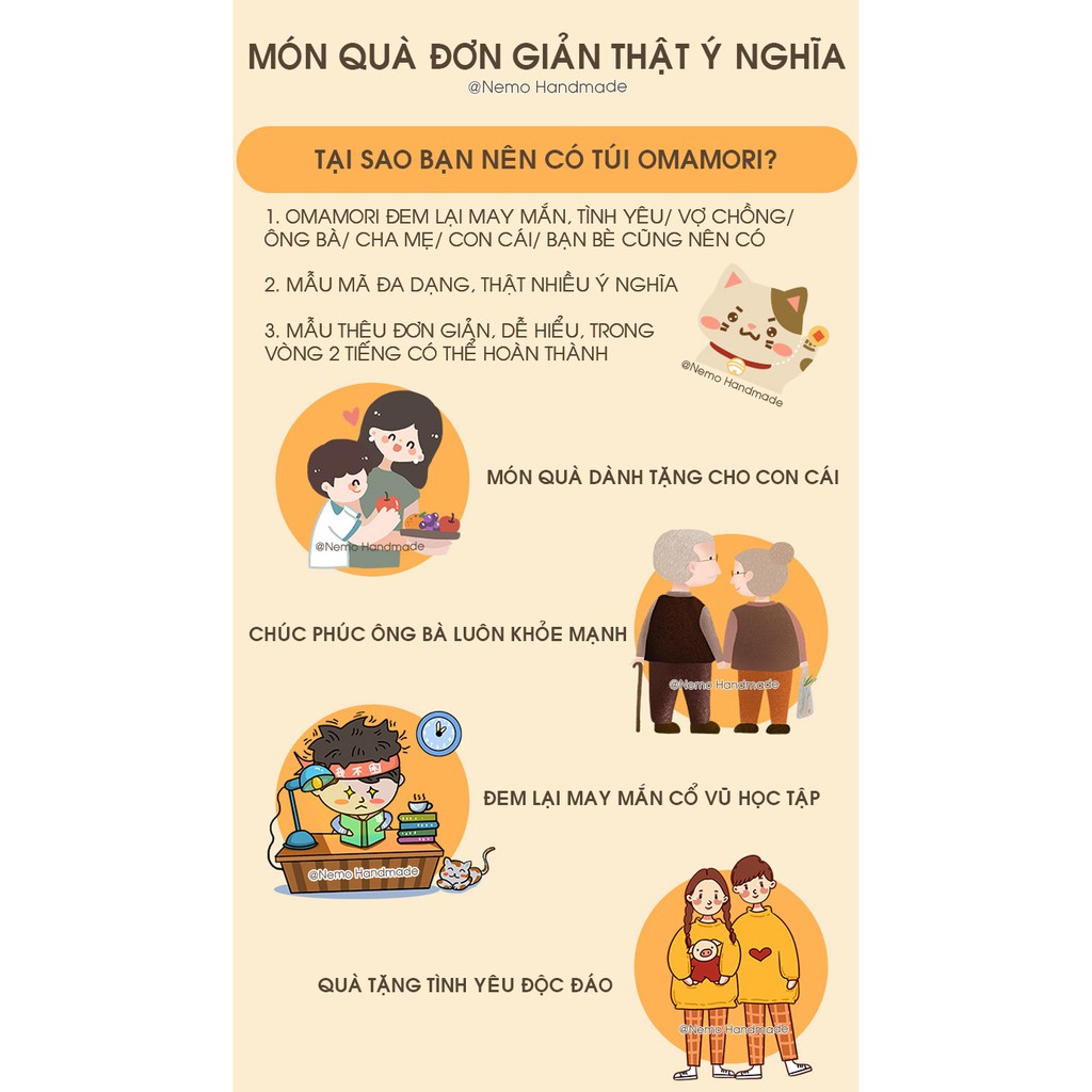 Bộ Kit/ Diy Tự Làm Túi Phước Omamori Chibi Thú Cưng Có Khung Thêu Nemo Handmade - BKOMCHIBICK