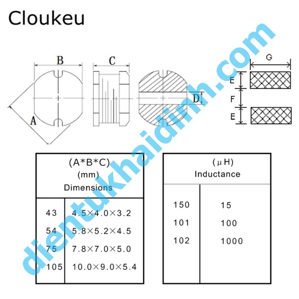 10 cái Cuộn cảm cuộn dây chân dán SMD CD54 (giá cho 10 con cùng loại) kde2321