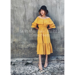 Đầm trễ vai bèo thiết kế
