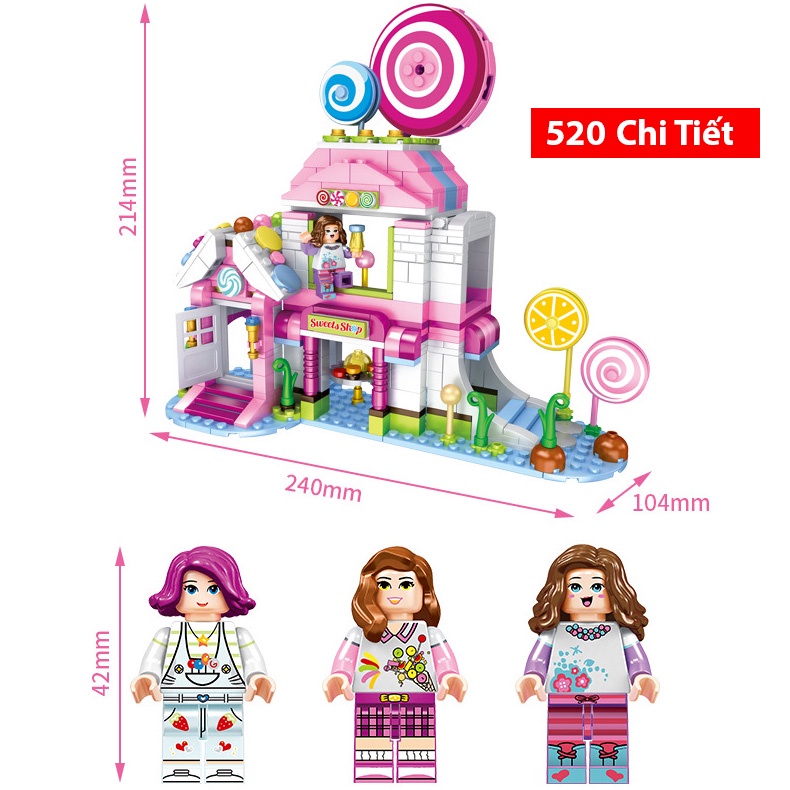 Lego lắp ráp cho bé gái Cửa Hàng Bánh Kẹo với hơn 515 chi tiết nhựa ABS cao cấp