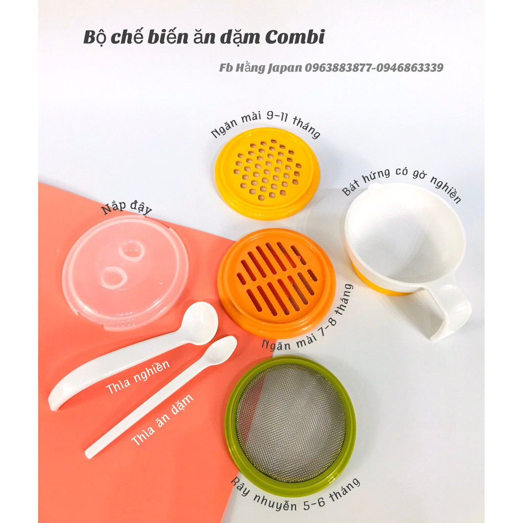 Bộ chế biến đồ ăn dặm Combi lớn: nghiền, mài, xát, trộn thức ăn từ 5 tháng trở lên