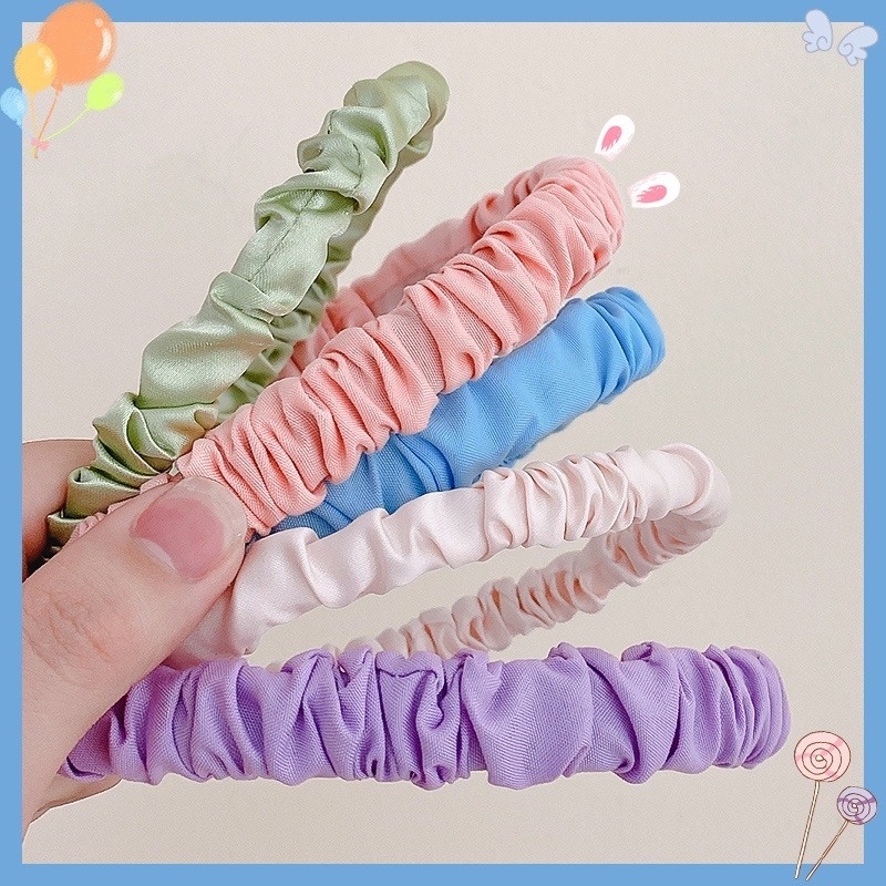 Băng đô vải Satin xếp ly phong cách Hàn Quốc ngọt ngào