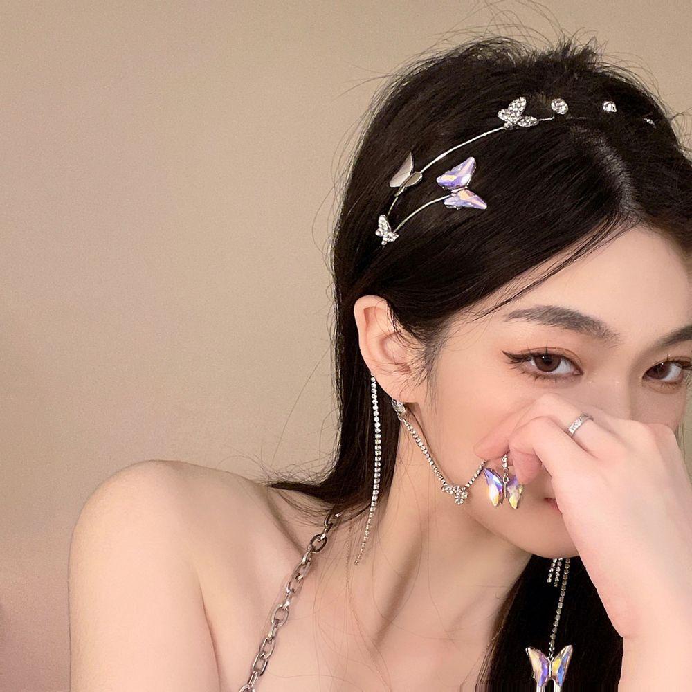 Băng Đô Cài Tóc Đính Đá Lấp Lánh Phong Cách Vintage Sang Trọng Cho Nữ|Băng Đô Bướm