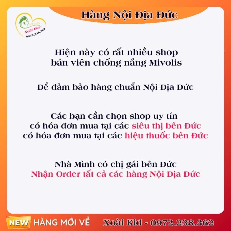 Viên uống sáng da chống nắng Carotin Mivilos Đức- Nội địa Đức Đủ Bill