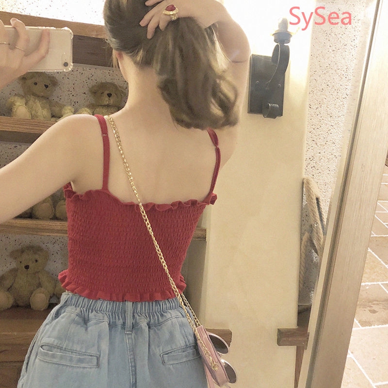 Áo Hai Dây Dún Bèo Họa Tiết Sọc Cầu Vồng