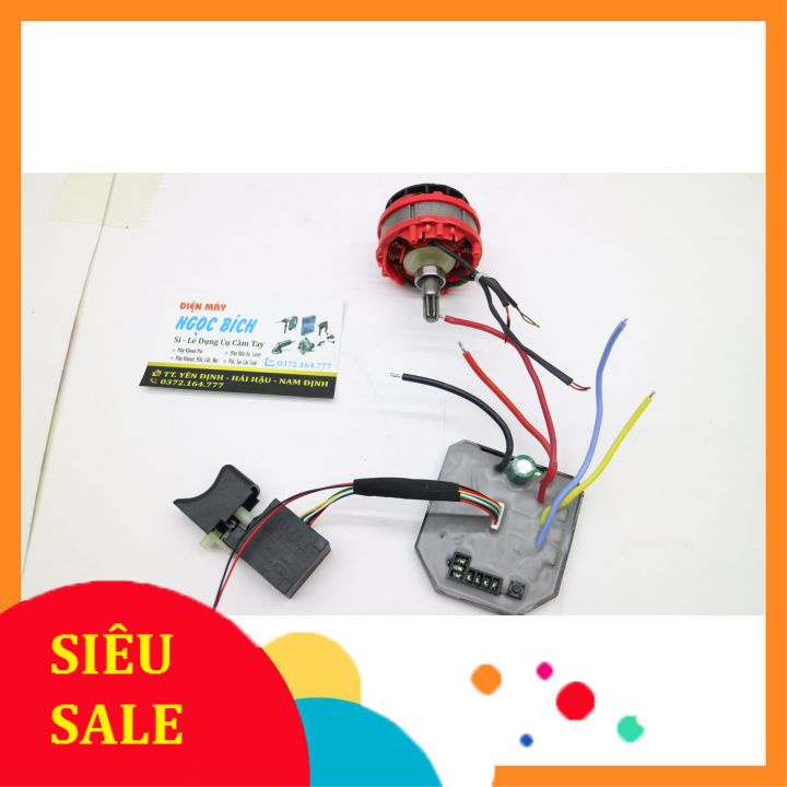 Linh kiện máy siết bulong makita 3 đèn không chổi than (Mạch điều khiển, công tắc điều tốc, cuộn dây Stato, Rotor)