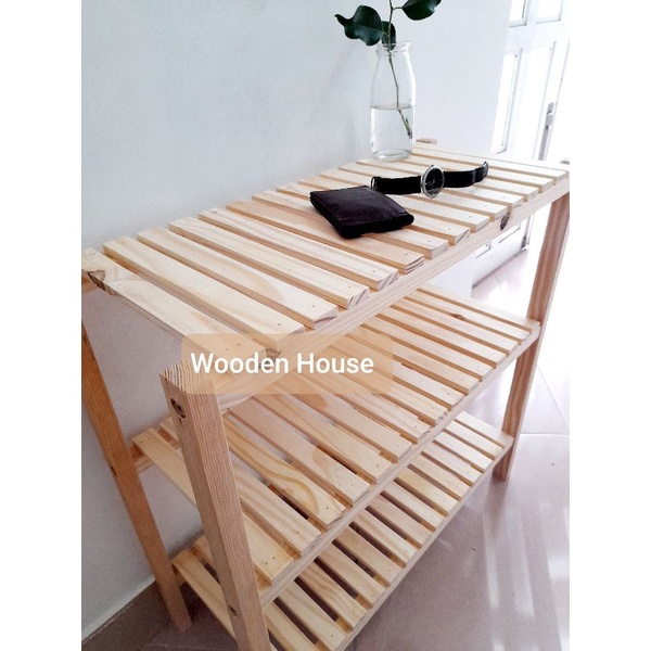 KỆ GIÀY GỖ 3 TẦNG SIZE 60CM - 3T60 - GỖ THÔNG - MÀU TỰ NHIÊN