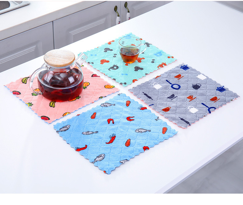 Khăn lau đa năng họa tiết bếp, bát đĩa, cốc chén thấm nước chống dính dầu mỡ hai mặt loại to 25x25cm Kitchen towel | BigBuy360 - bigbuy360.vn