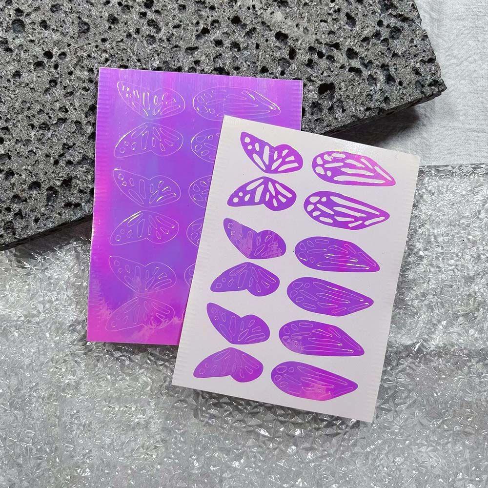 QQMALL Sticker Phun Sơn Móng Tay Họa Tiết Bướm Trái Tim Phong Cách Pháp DIY