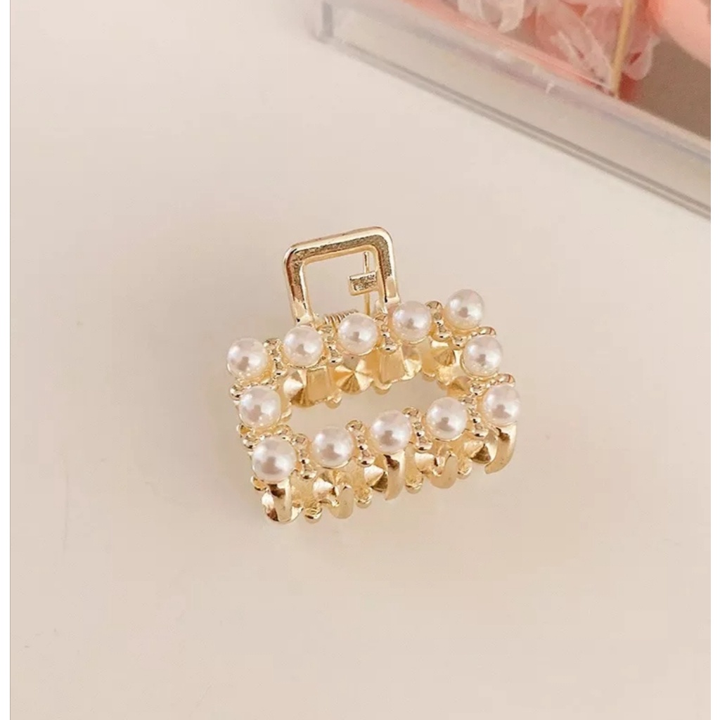 Kẹp tóc càng cua size siêu mini cặp mái đính hạt sang trọng phong cách Hàn Quốc, phụ kiện tóc KT040 - Filibra