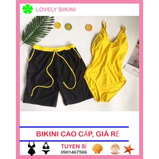 Bikini khoét ngực cổ V vàng tươi