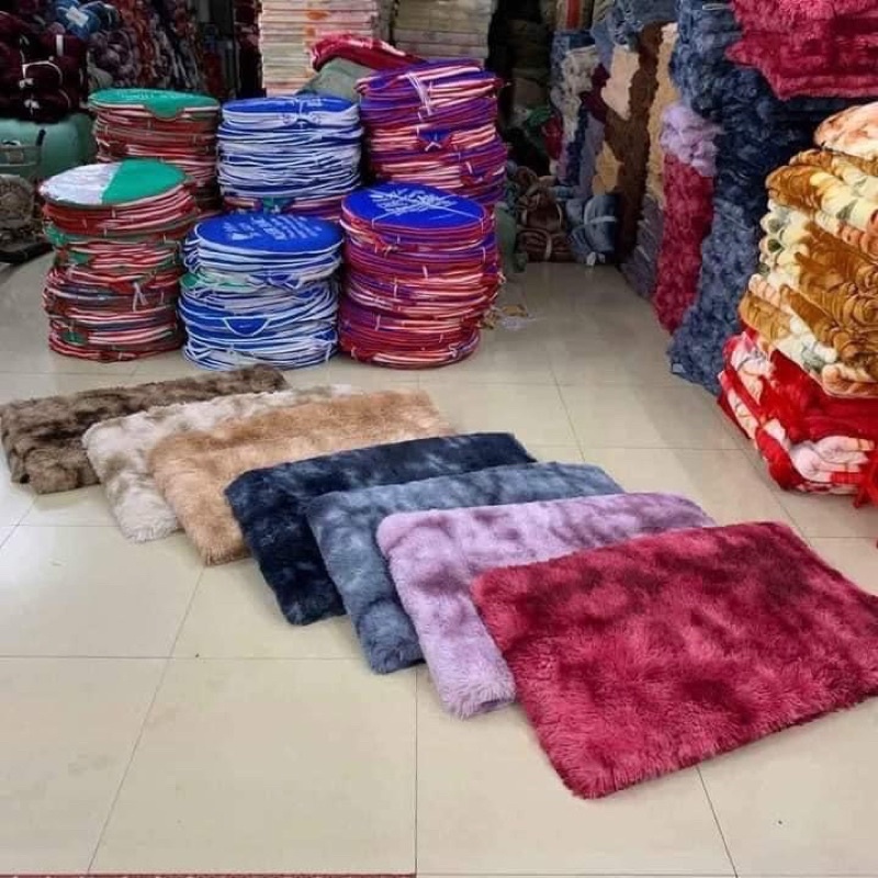 Thảm lông lau chân lông loang thấm hút nước chống trơn trượt, Thảm lau chân lông 2 lớp với lông siêu mịn hạt chống trượt