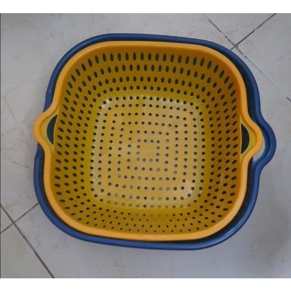 Bộ rổ nhựa kèm chậu đựng rau trái cây có nắp đậy kèm lỗ thoát nước 3 trong 1 đa năng