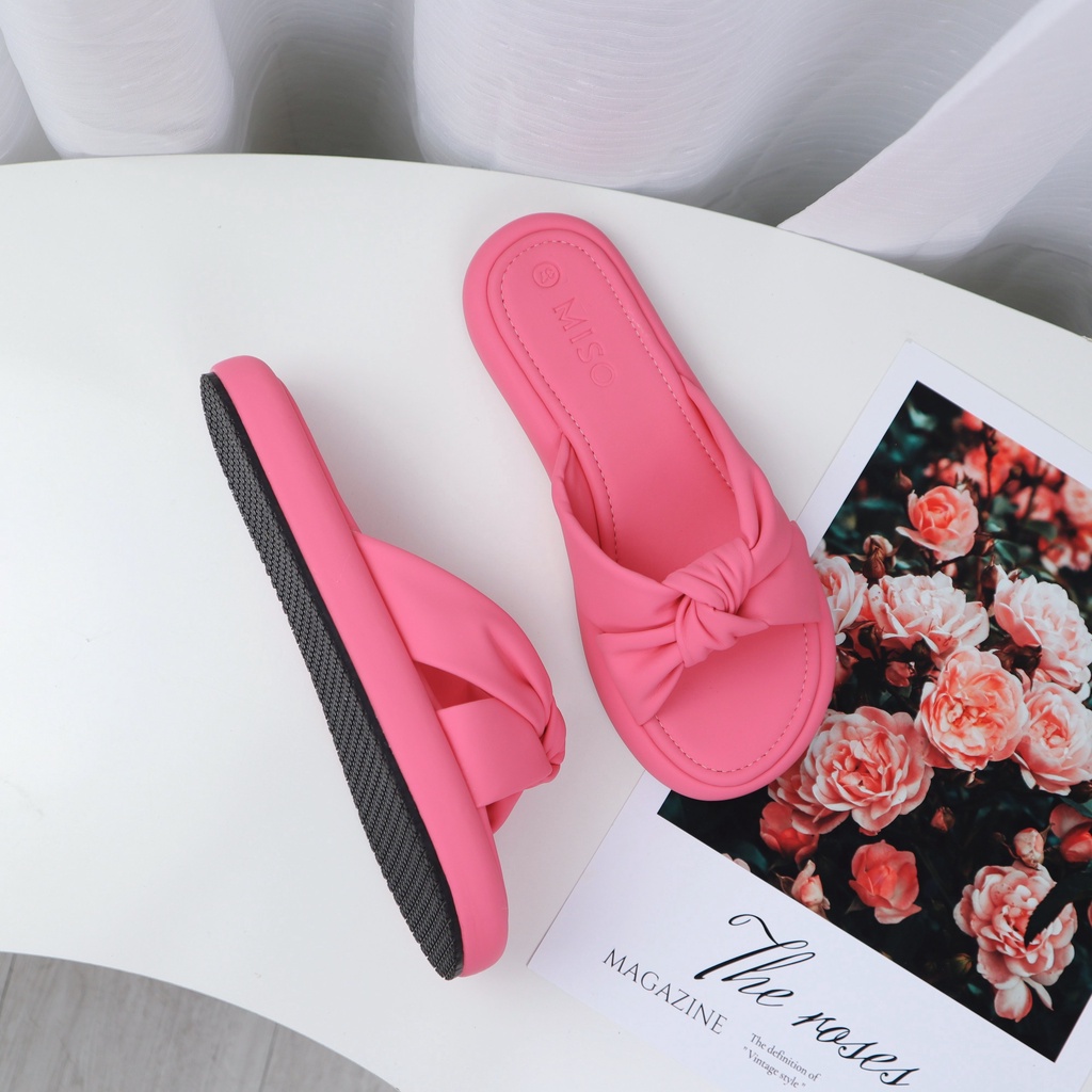 Dép Bánh Mì Nữ Thắt Nơ Xinh Xắn Đế Bệt Cực Kỳ Êm Chân Mềm Mại MISO M007