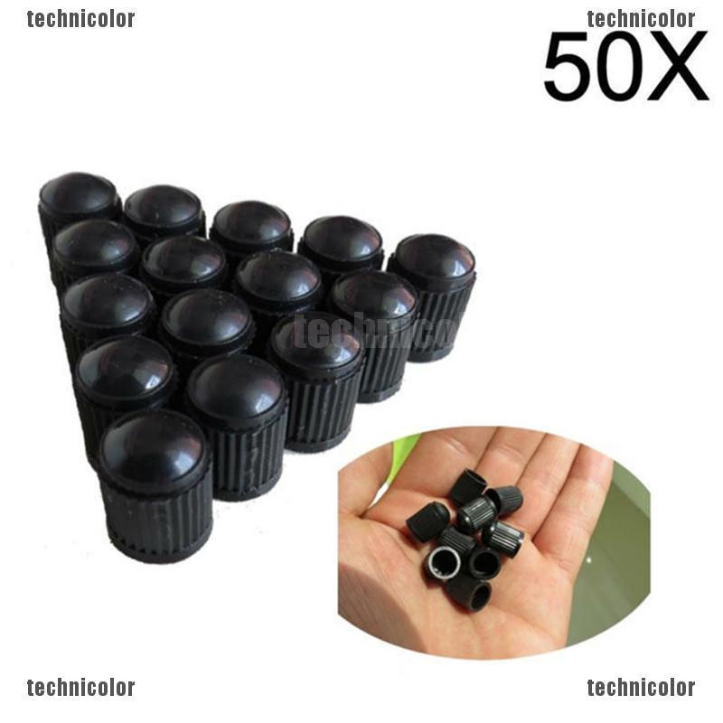 Set 50 Nắp Van Bánh Xe Hơi / Xe Tải Bằng Nhựa Màu Đen Chống Bụi
